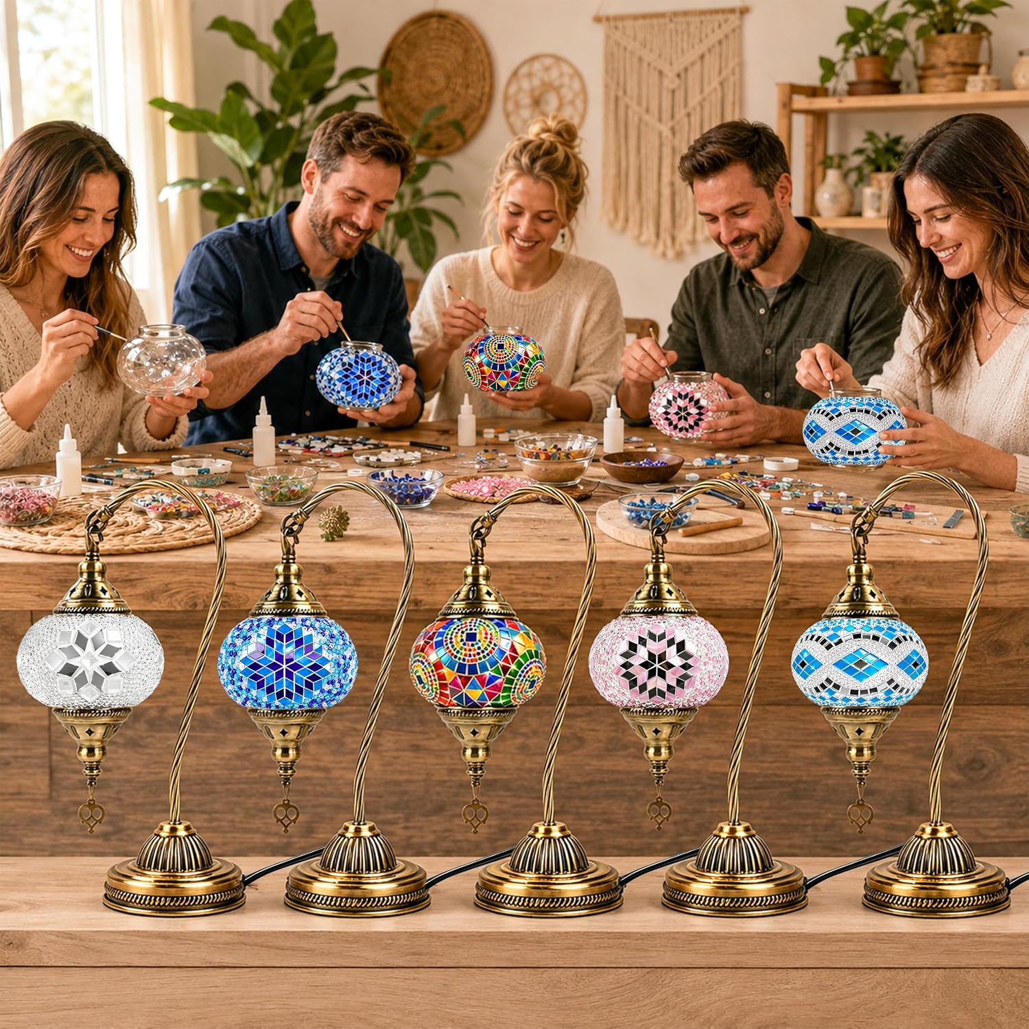 Joyclub DIY Turkish Mosaic Lamp Kit for Adults, Beginner Friendly, Blue