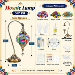Joyclub DIY Turkish Mosaic Lamp Kit for Adults, Beginner Friendly Colorful