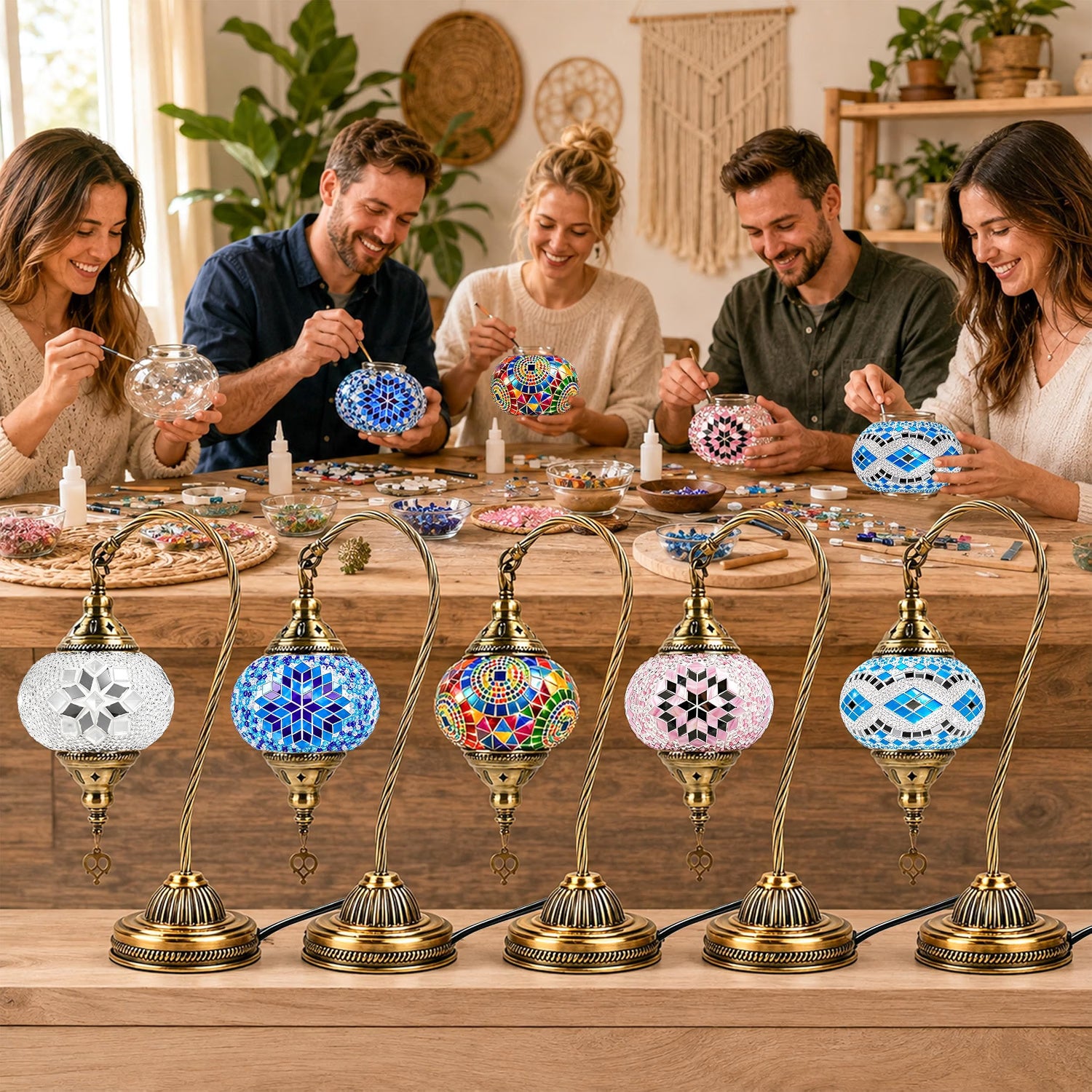 Joyclub DIY Turkish Mosaic Lamp Kit for Adults, Beginner Friendly Colorful