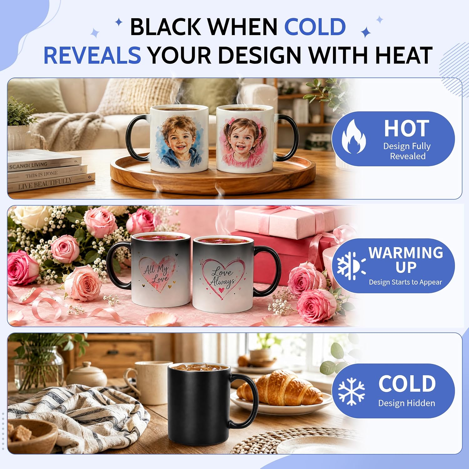 11 oz Color Changing Sublimation Mugs – 12 Pack Ceramic Mugs