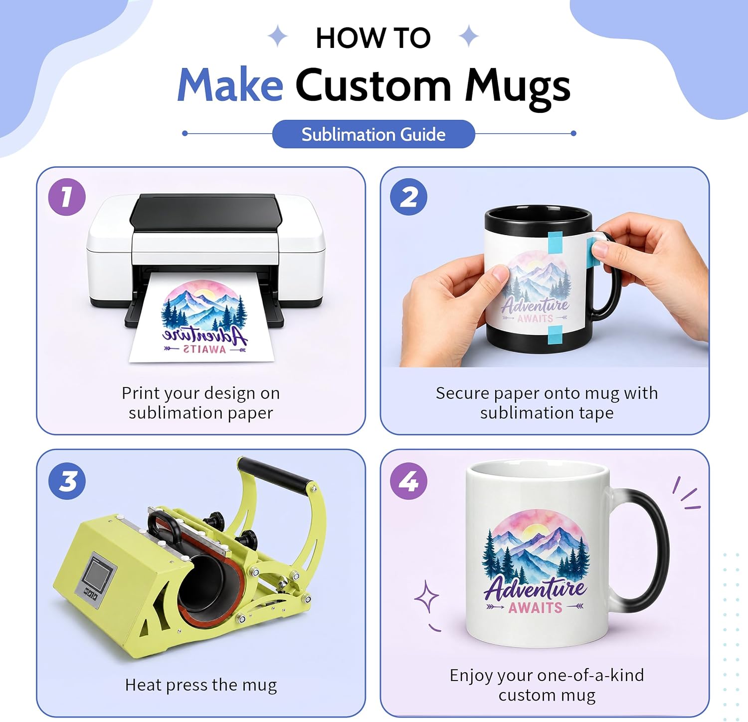 11 oz Color Changing Sublimation Mugs – 12 Pack Ceramic Mugs
