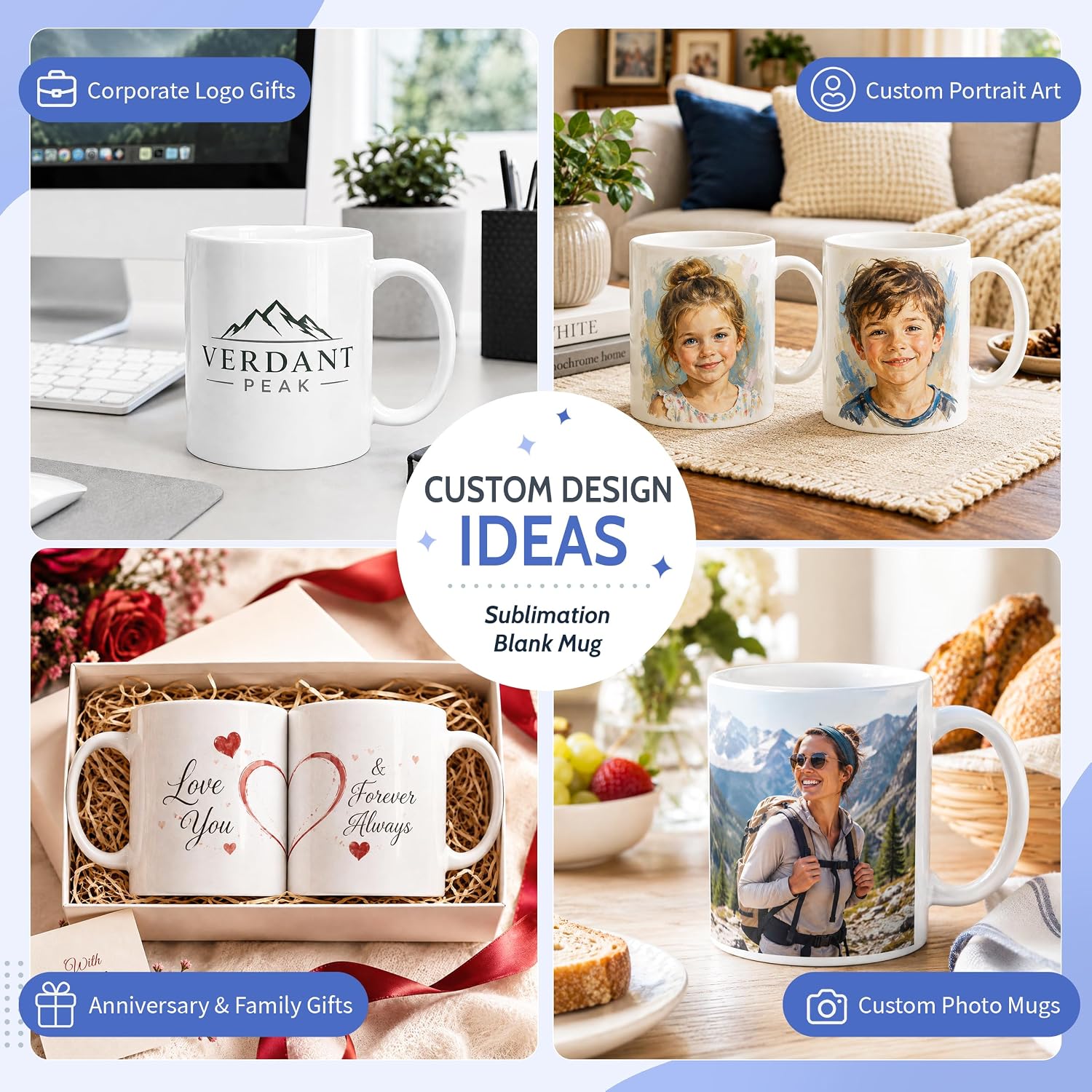 11 oz Sublimation Mugs – 12 Pack White Ceramic Mugs
