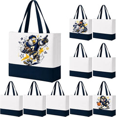 10 Pack Large Canvas Tote Bags Bulk for Daily Use Group Team - Blue