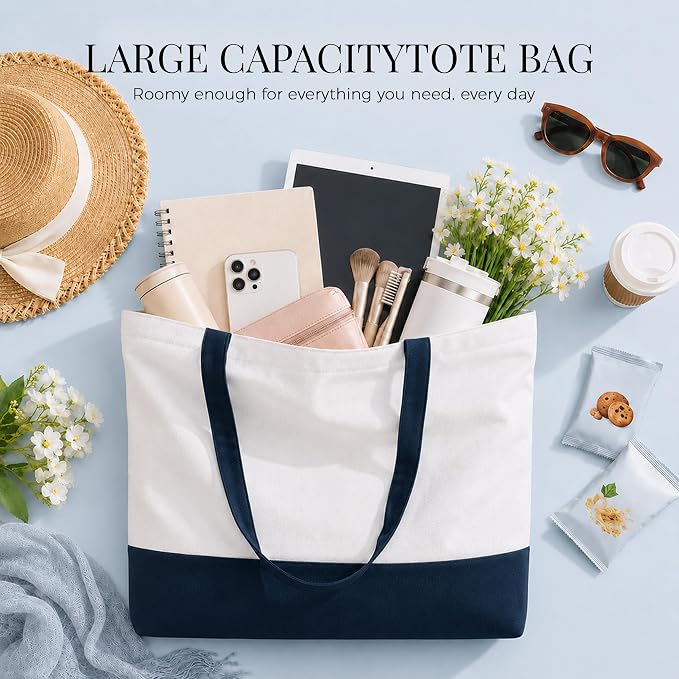 10 Pack Large Canvas Tote Bags Bulk for Daily Use Group Team - Blue