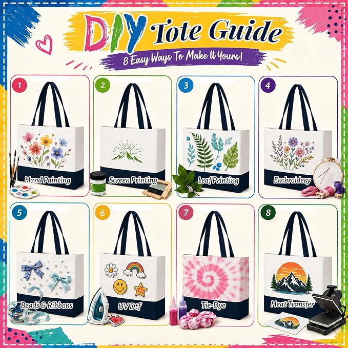 10 Pack Large Canvas Tote Bags Bulk for Daily Use Group Team - Blue