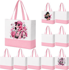 10 Pack Large Canvas Tote Bags Bulk for Daily Use Group Team - Pink