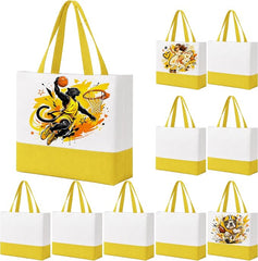 10 Pack Large Canvas Tote Bags Bulk for Daily Use Team - Yellow