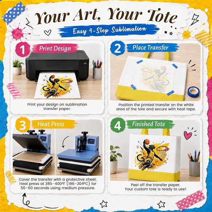 10 Pack Large Canvas Tote Bags Bulk for Daily Use Team - Yellow