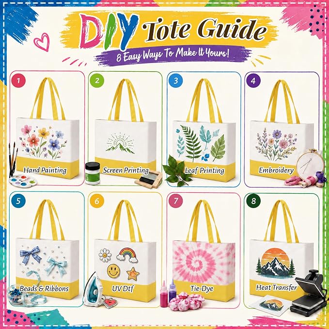 10 Pack Large Canvas Tote Bags Bulk for Daily Use Team - Yellow