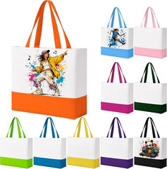10 Pack Large Canvas Tote Bags Bulk for Daily Use Team - Colorful