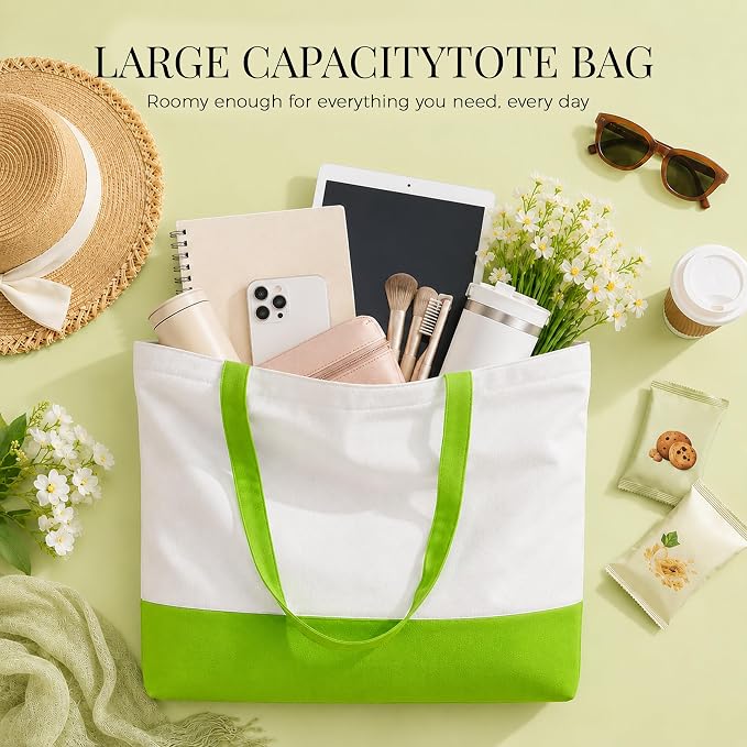 10 Pack Large Canvas Tote Bags Bulk for Daily Use Team - Colorful