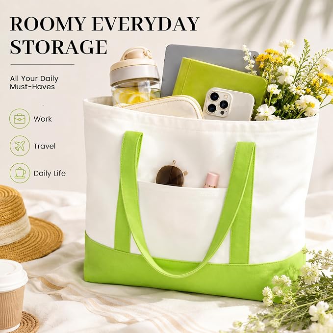 10 PCS Large Canvas Tote Bags Bulk with Front Pocket 18.5 x 15 in - Colorful