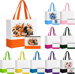 20 Pack Large Canvas Tote Bags wtih Makeup Bags for Daily Use DIY – Multicolor