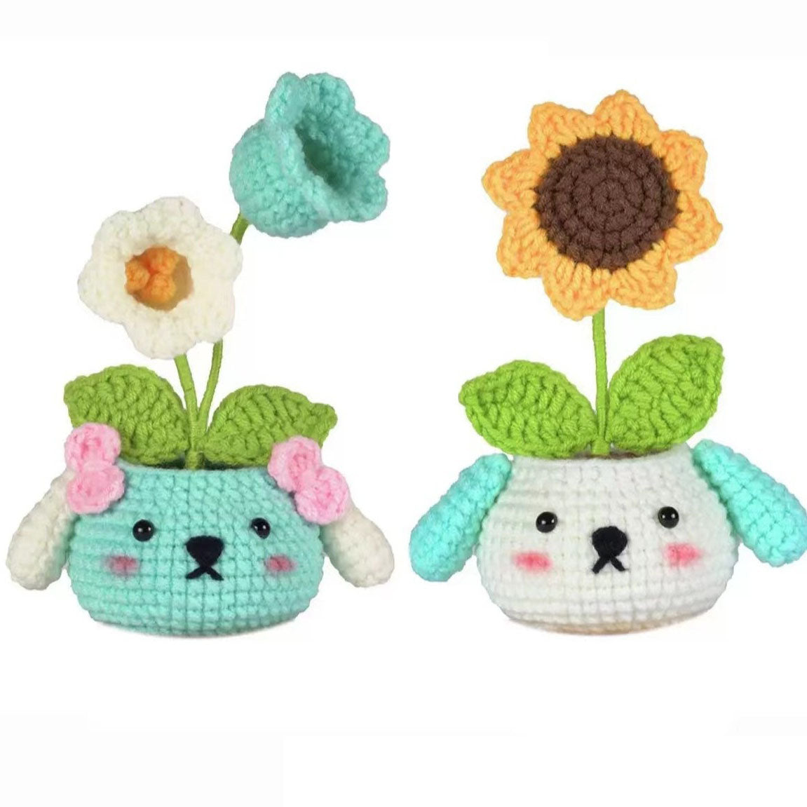 Crochet Kit for Beginners – DIY Potted Plant Crochet Set, Starter Knitting Kit for Adults and Kids