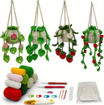 Crochet Kit for Beginners – DIY Potted Plant Crochet Set, Starter Knitting Kit for Adults and Kids