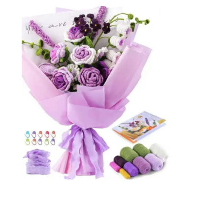 Crochet Kit for Beginners – DIY Rose Crochet Set, Starter Knitting Kit for Adults and Kids