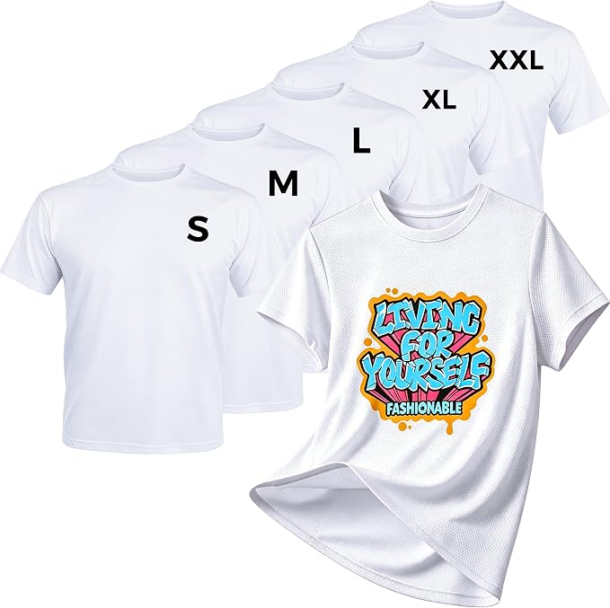 Quick Dry Sublimation Shirts Blanks Bulk 5 Pack Unisex S-2XL - White