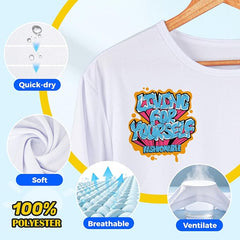 Quick Dry Sublimation Shirts Blanks Bulk 5 Pack Unisex S-2XL - White