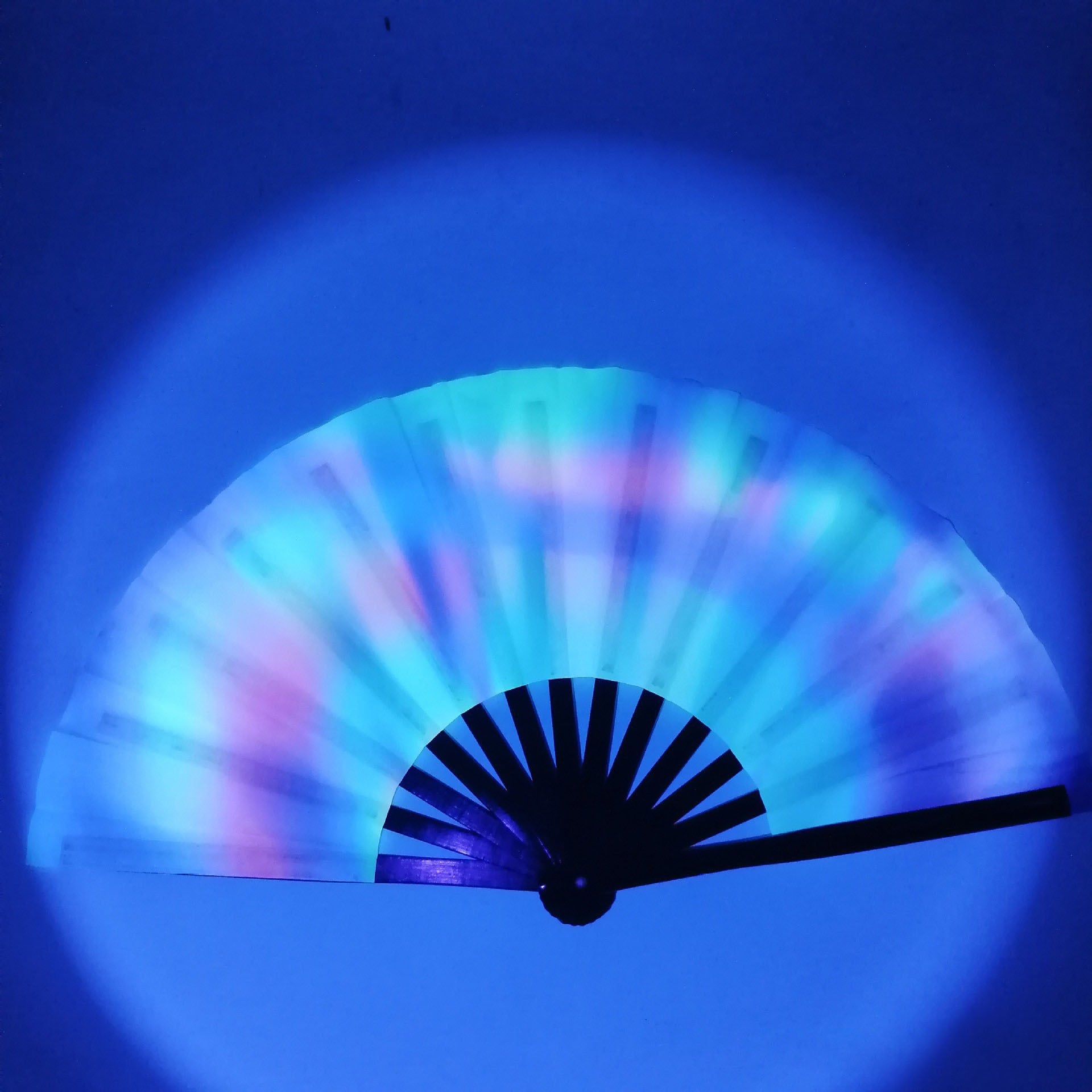 UV Glow Rave Fan Foldable for Women/Men/Drag Queen