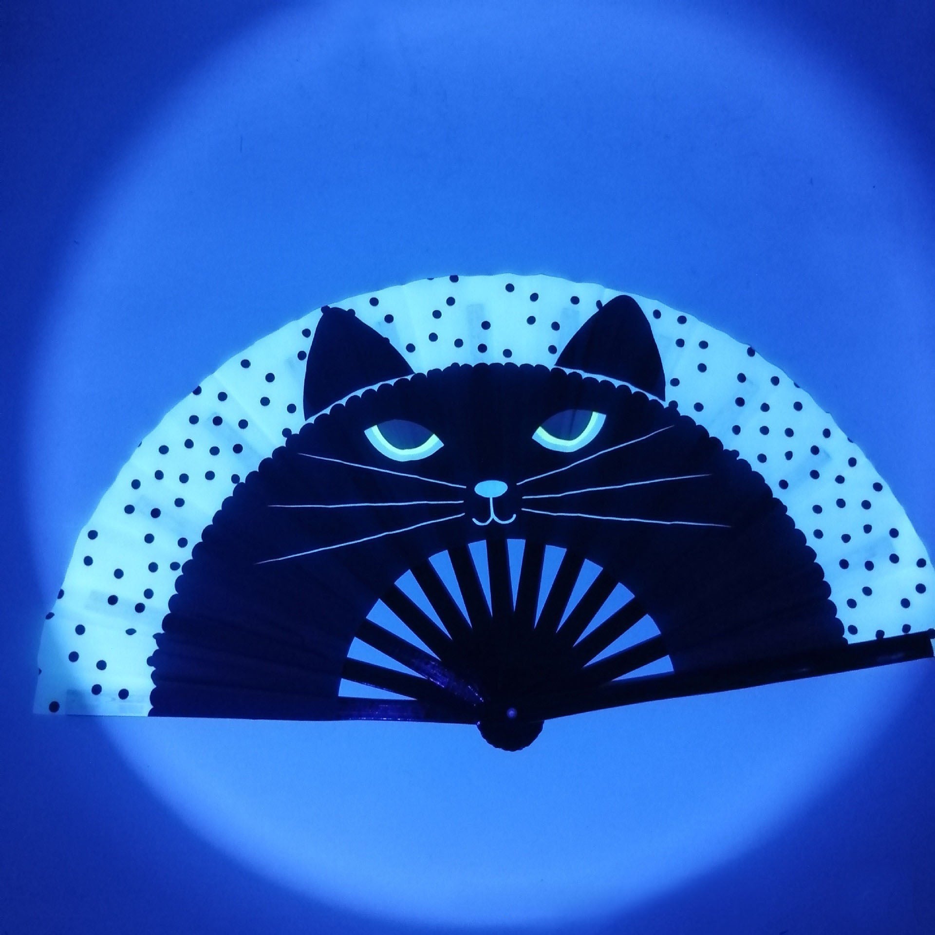 UV Glow Rave Fan Foldable for Women/Men/Drag Queen