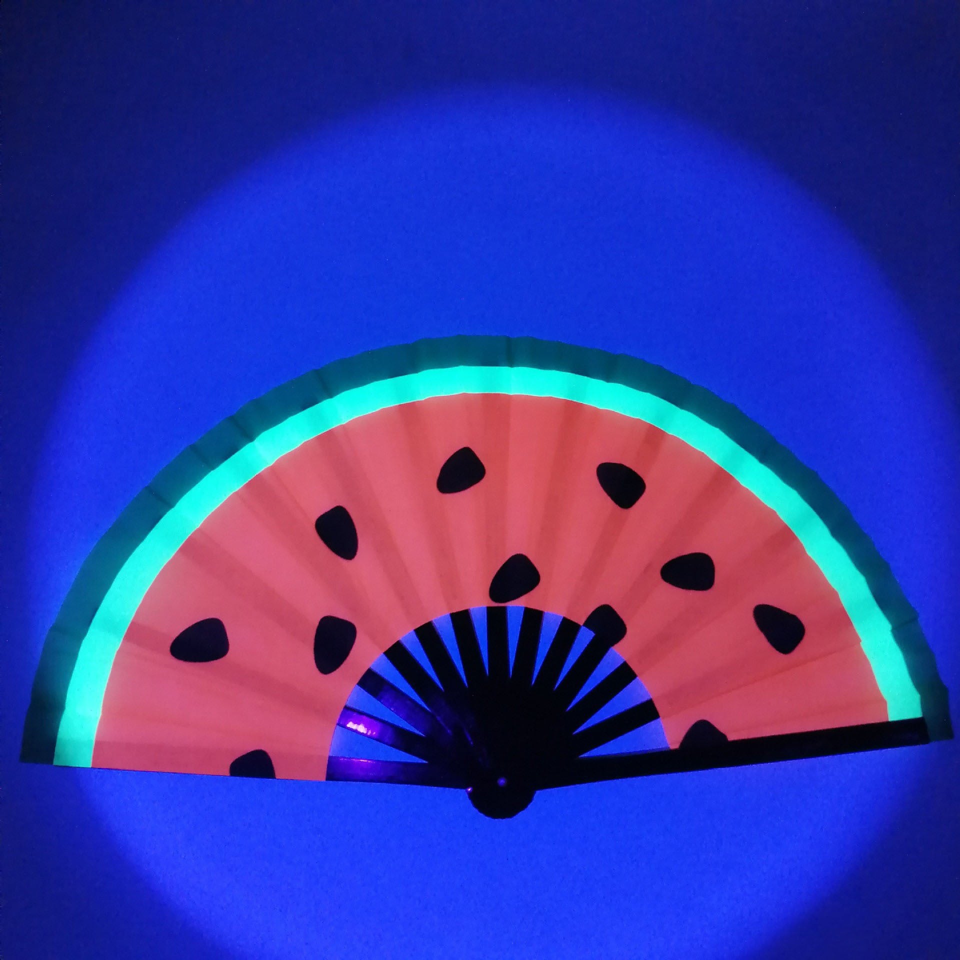 UV Glow Rave Fan Foldable for Women/Men/Drag Queen