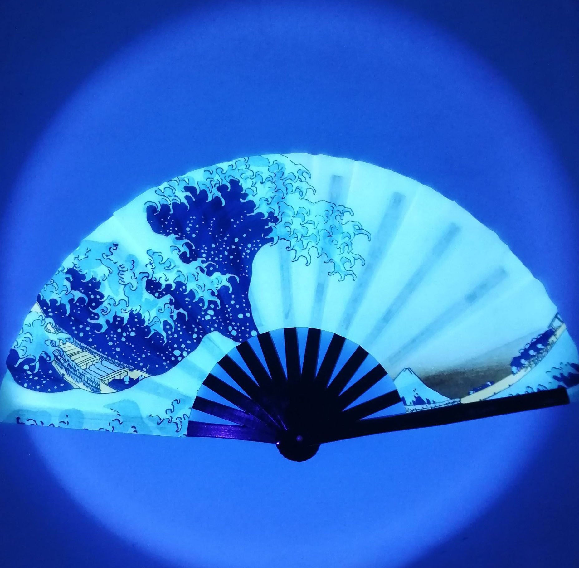 UV Glow Rave Fan Foldable for Women/Men/Drag Queen