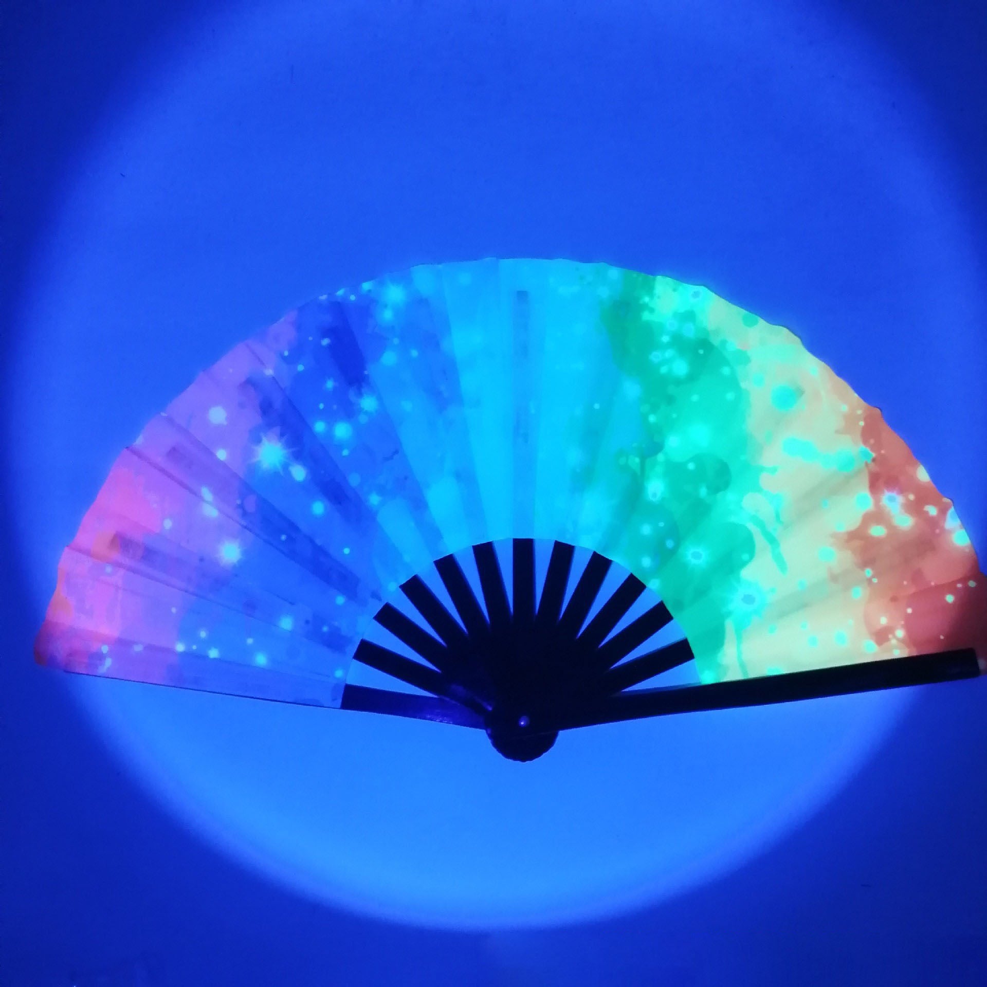 UV Glow Rave Fan Foldable for Women/Men/Drag Queen