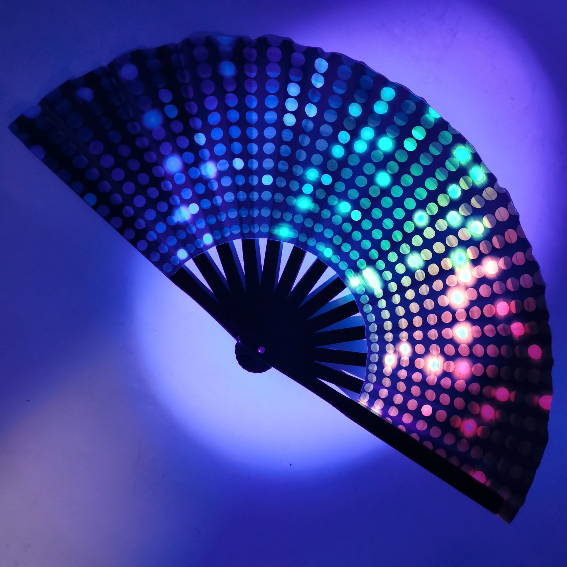 UV Glow Rave Fan Foldable for Women/Men/Drag Queen