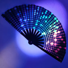 UV Glow Rave Fan Foldable for Women/Men/Drag Queen