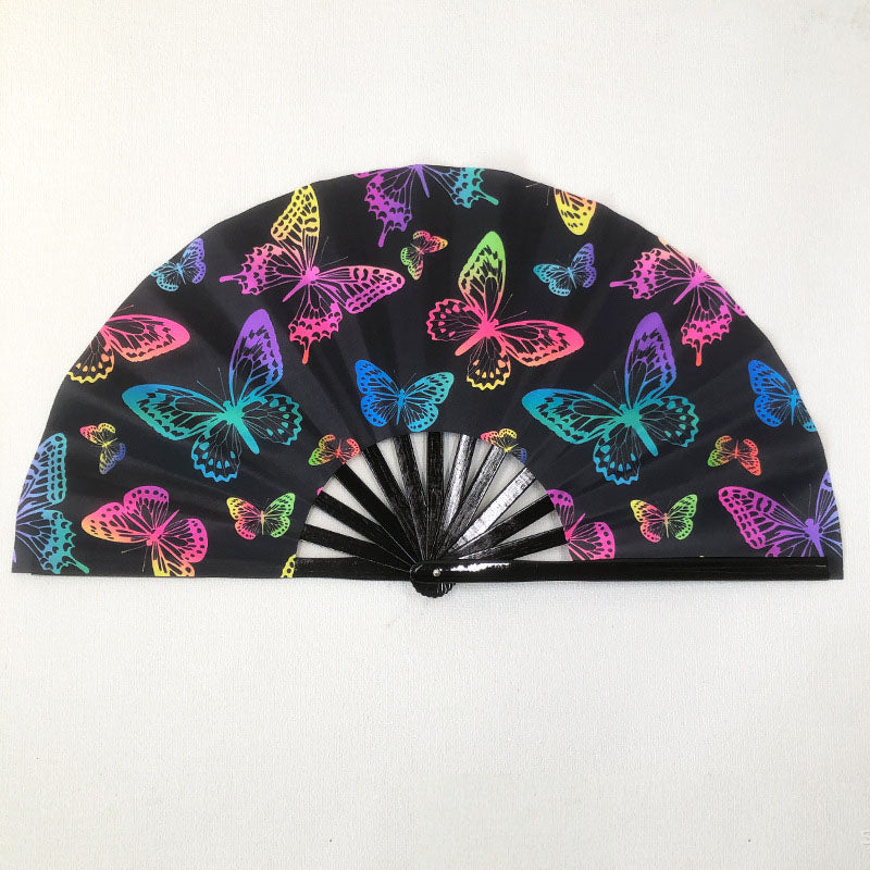 UV Glow Rave Fan Foldable for Women/Men/Drag Queen
