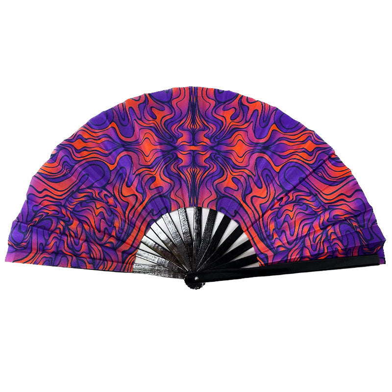 UV Glow Rave Fan Foldable for Women/Men/Drag Queen