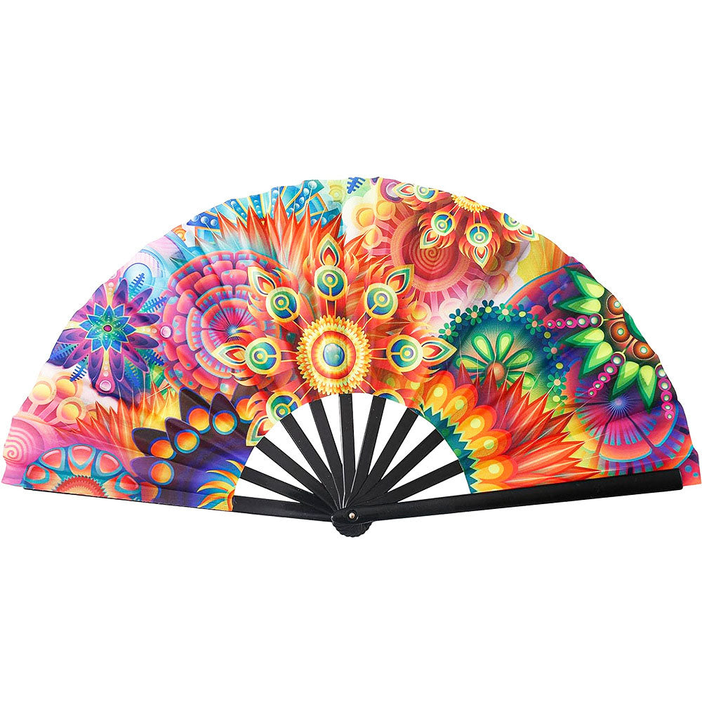 UV Glow Rave Fan Foldable for Women/Men/Drag Queen