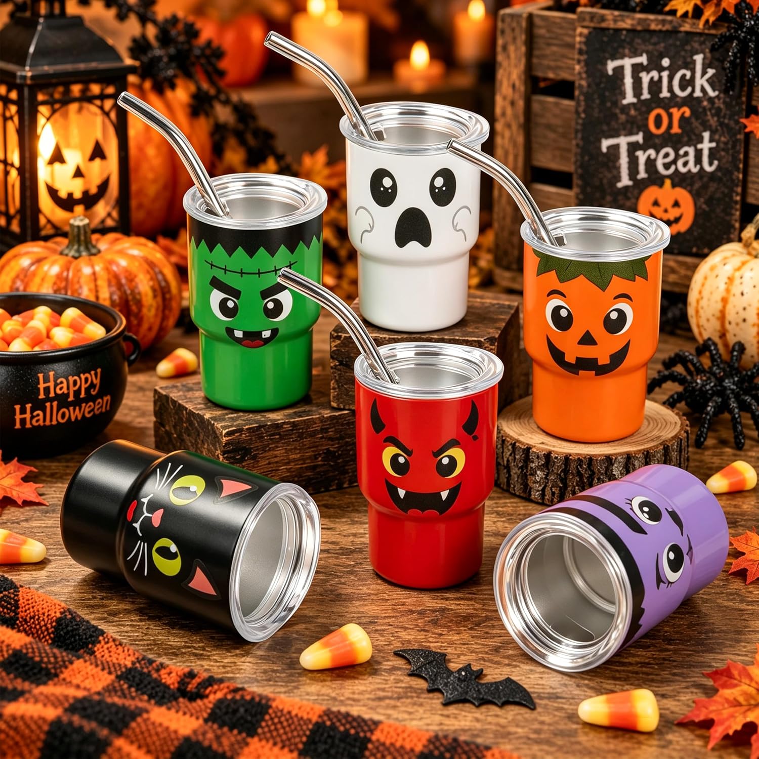 Mini-gobelet à shot de 3 oz pour sublimation avec couvercle et paille – Acier inoxydable coloré