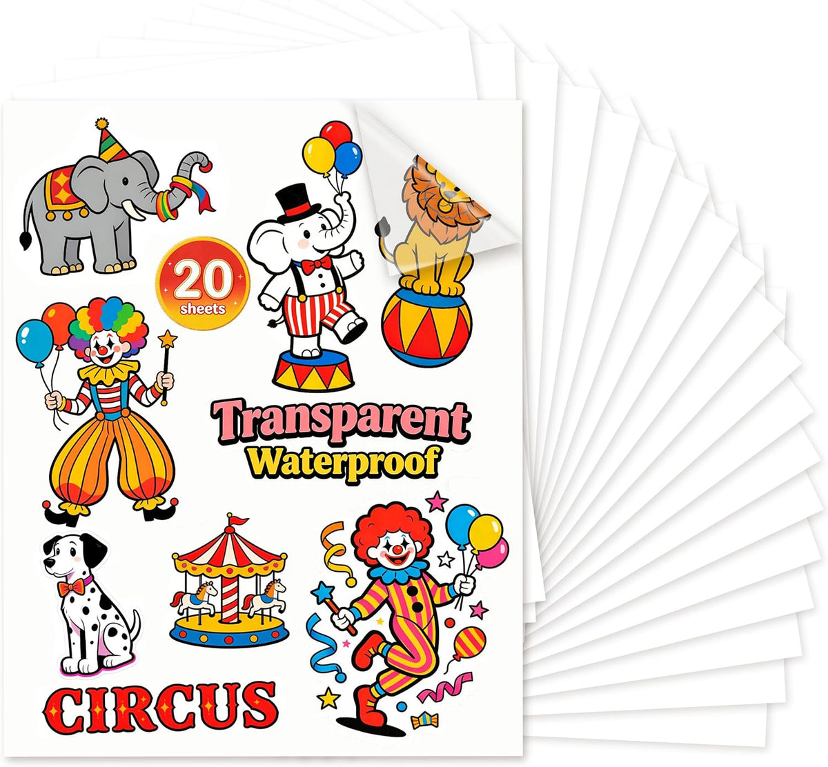 Transparent Sublimation Sticker Paper – 8.5×11 Glossy Waterproof Vinyl (20 Sheets)