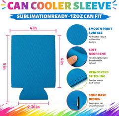 25 Pack Sublimation Beer Can Cooler Sleeves – 25 Colors Neoprene Blanks