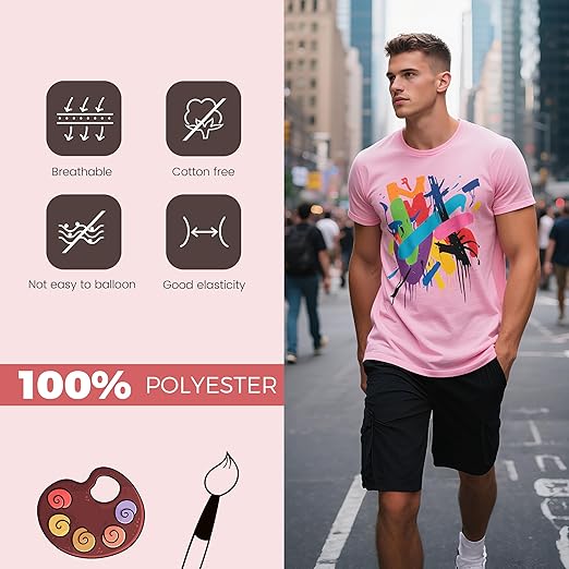 5 PCS Unisex Sublimation Blanks Bulk Polyester T Shirts - Pink