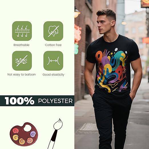 5 PCS Unisex Sublimation Blanks Bulk Polyester T Shirts - Black