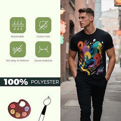 5 PCS Unisex Sublimation Blanks Bulk Polyester T Shirts - Black