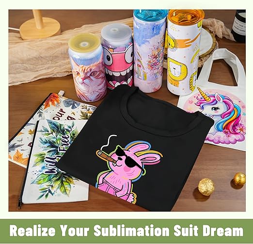 5 PCS Unisex Sublimation Blanks Bulk Polyester T Shirts - Black