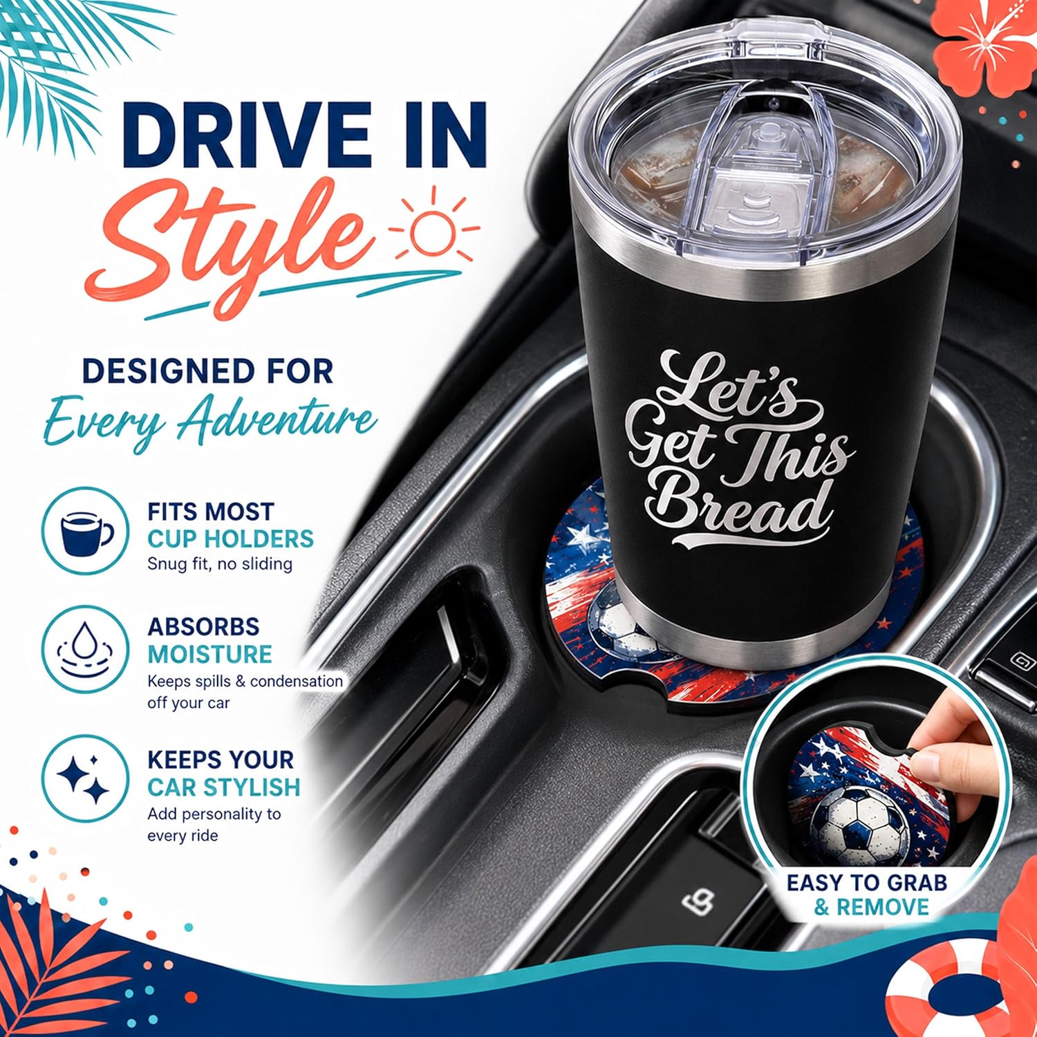 Sublimation Car Coasters – 50 Pack with Bags