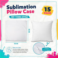 Sublimation Pillow Cases 15 Pack 18 X 18 Inch White Cushion Covers