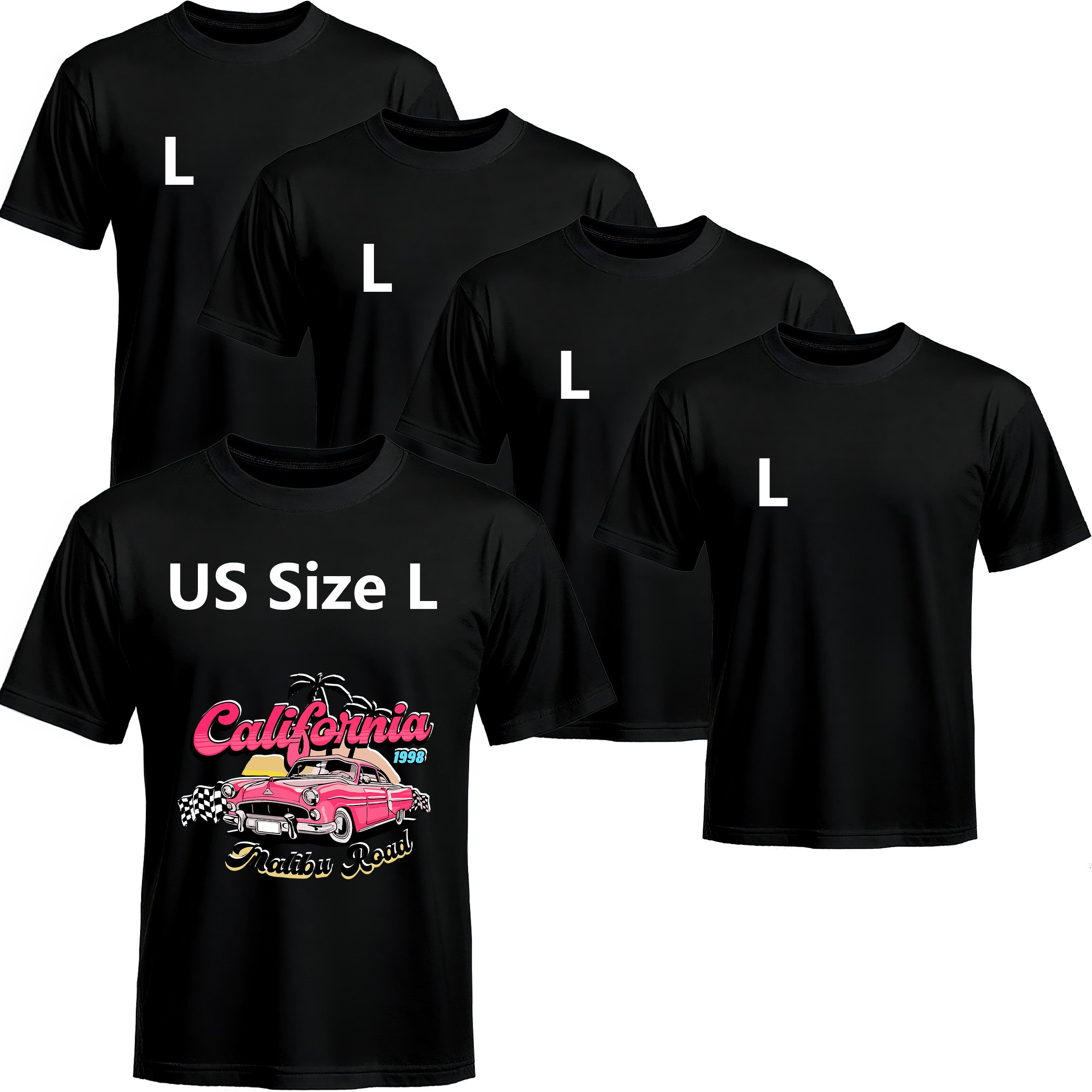 5-Pack Black Blank Polyester T-Shirts – Unisex Crew Neck Short Sleeve Basic Moisture-Wicking Tee Set, XS-3XL, Father’s Day Sale Only $16.99