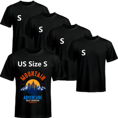 5 Pack Black Blank Polyester T-Shirts – Crew Neck Short Sleeve - S