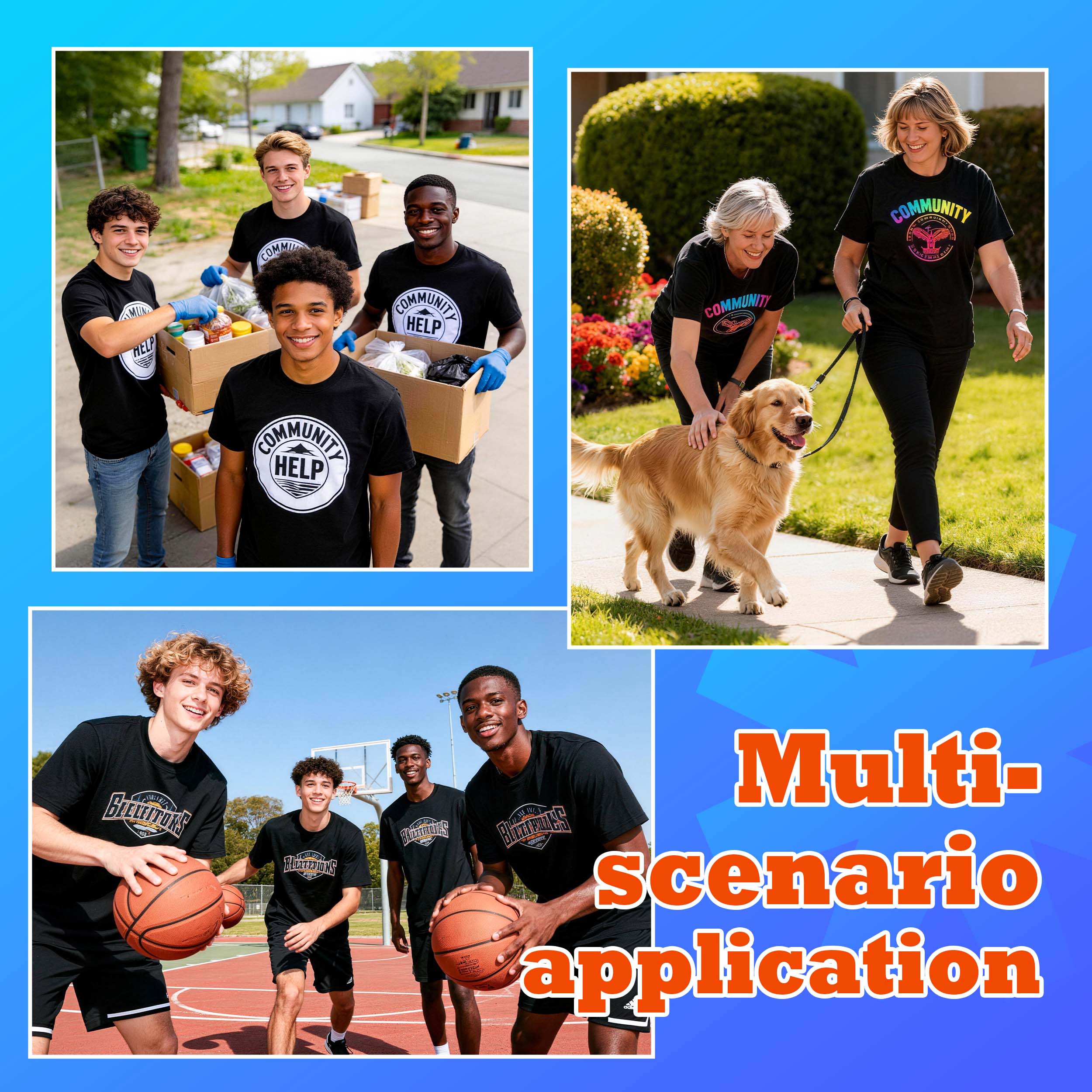 5 Pack Black Blank Polyester T-Shirts – Crew Neck Short Sleeve - XL