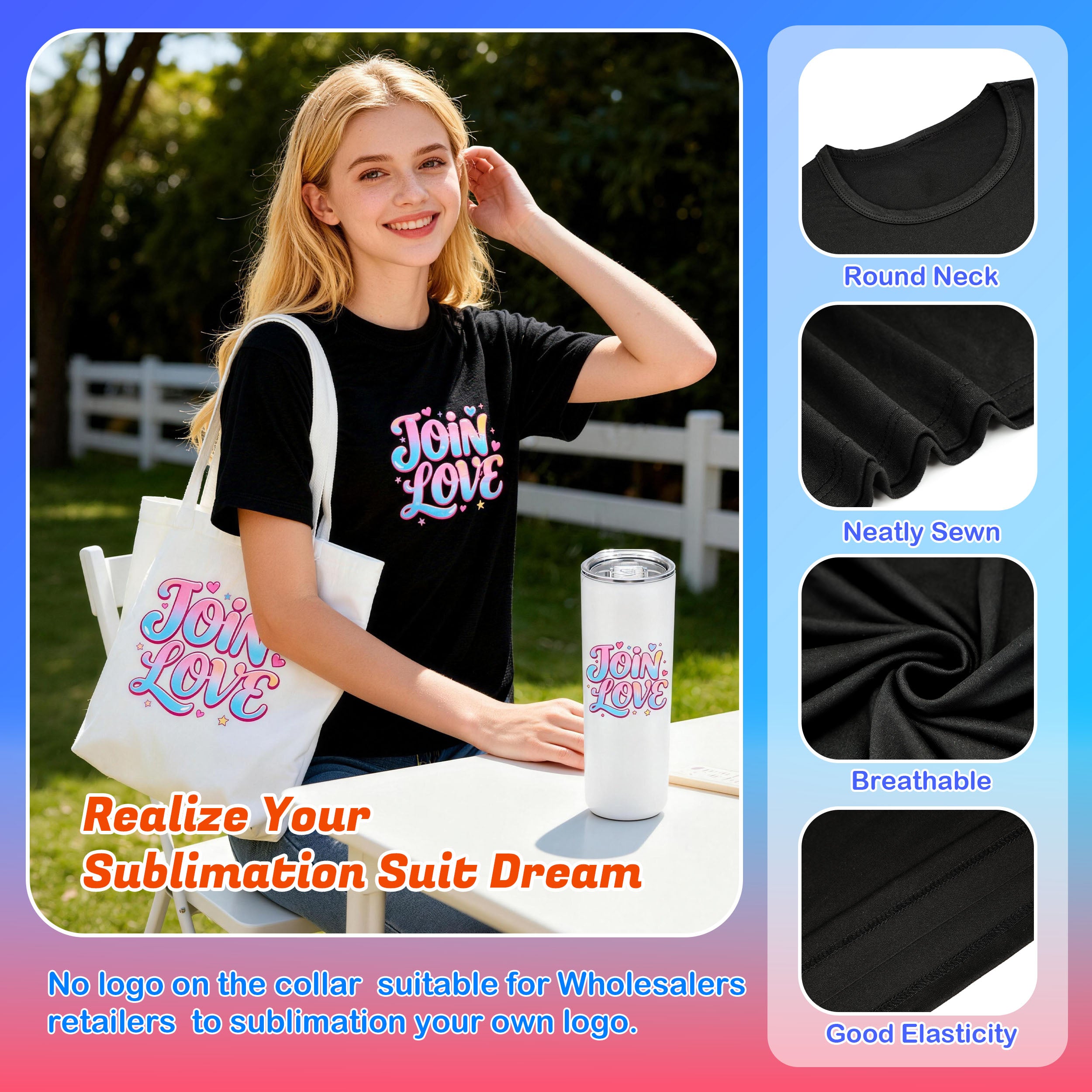 5 Pack Black Blank Polyester T-Shirts – Crew Neck Short Sleeve - XS