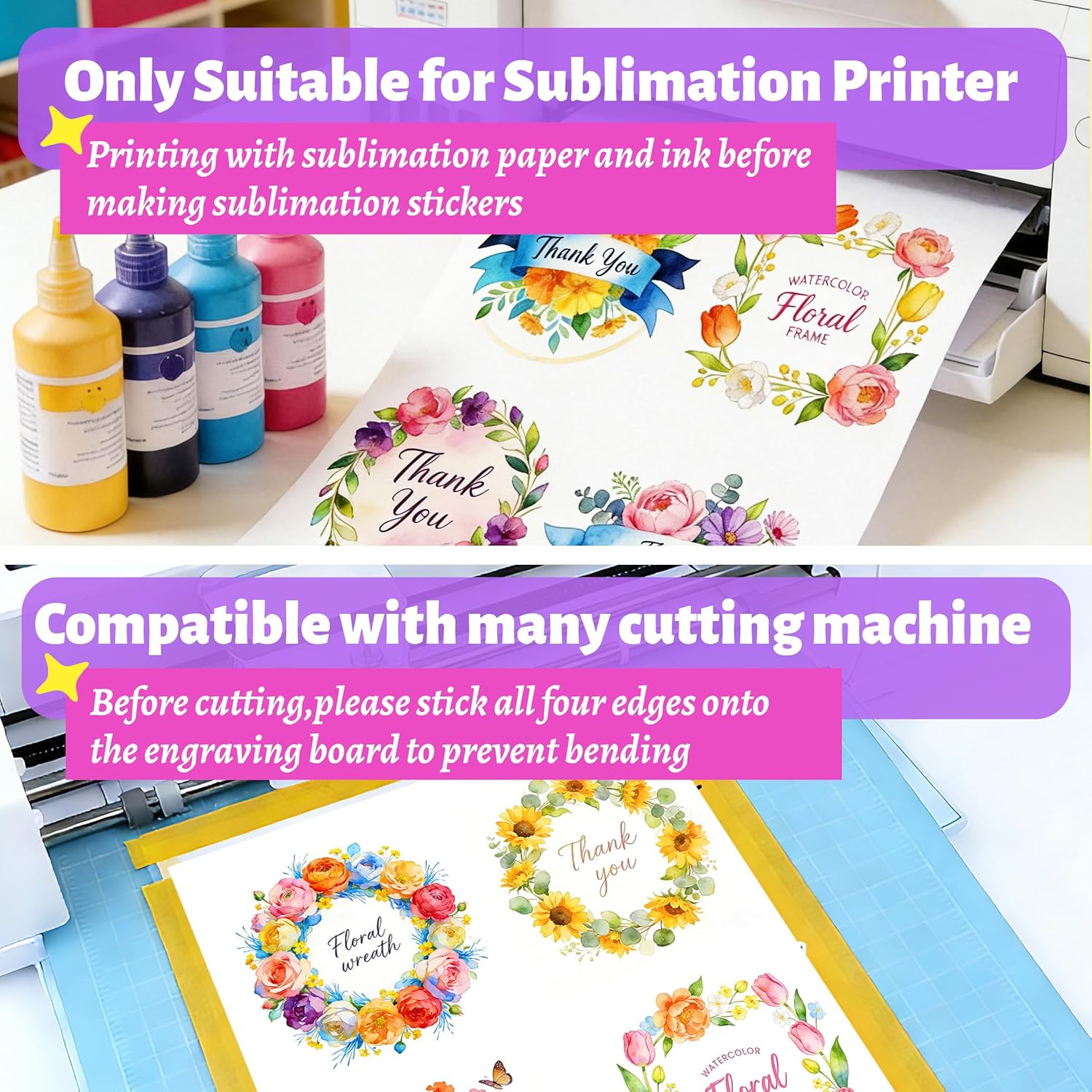Sublimation Sticker Paper – 8.5×11 Waterproof Glossy Vinyl (20 Sheets)