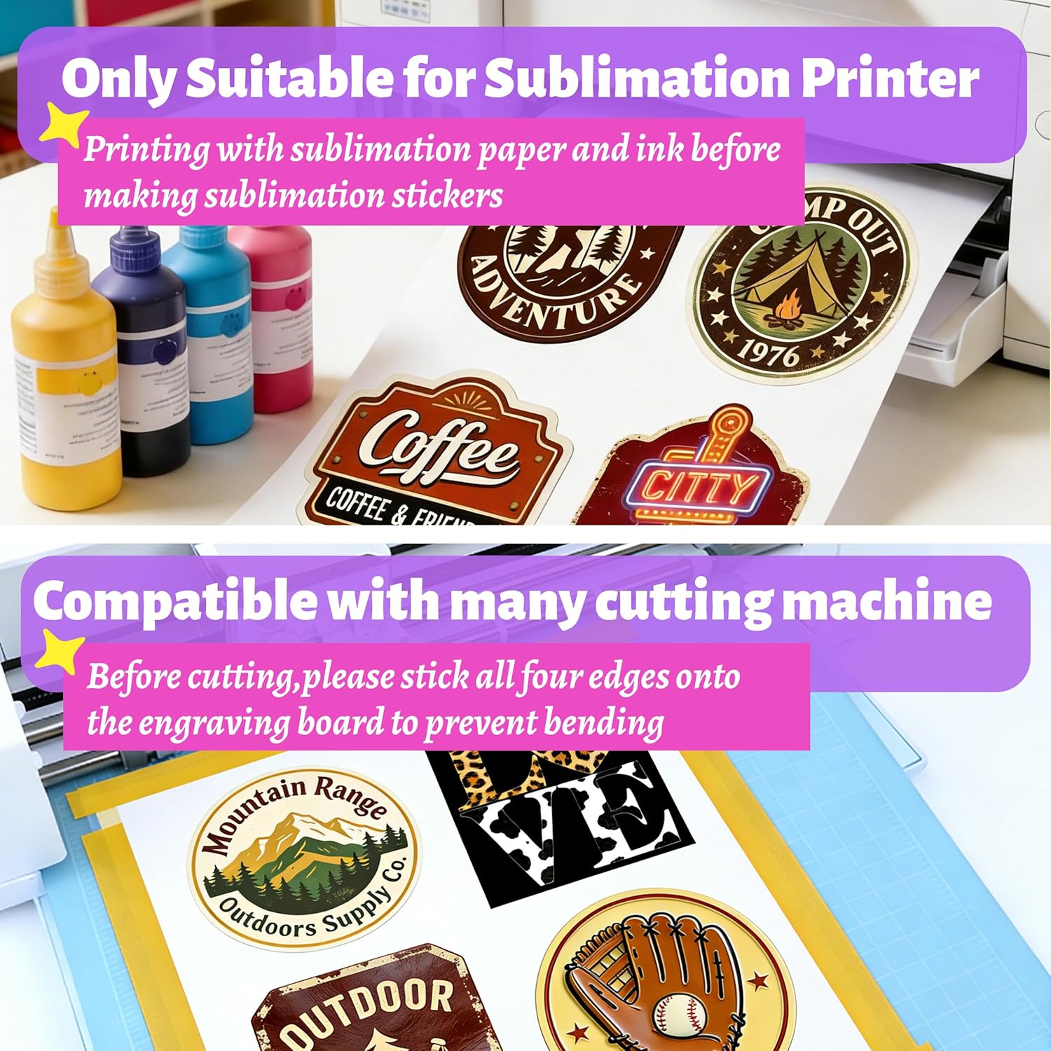 Sublimation Sticker Paper – 8.5×11 Waterproof Glossy Vinyl (60 Sheets)