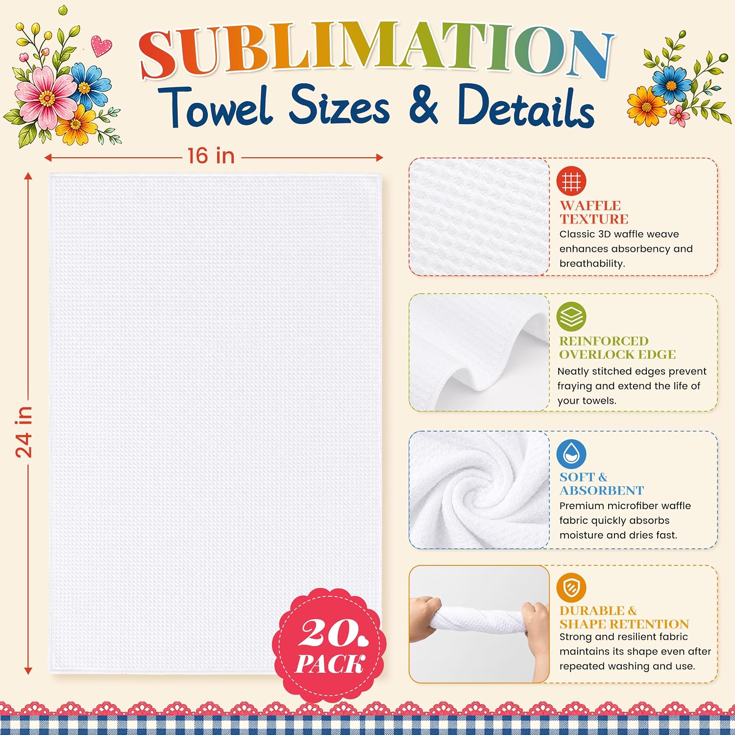 20 Pack Sublimation Towel Microfiber Towel for Cleaning and Decor