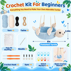 Crochet Kit for Beginners with Vedio DIY Turtle Hanging Planter Kit