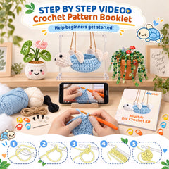 Crochet Kit for Beginners with Vedio DIY Turtle Hanging Planter Kit